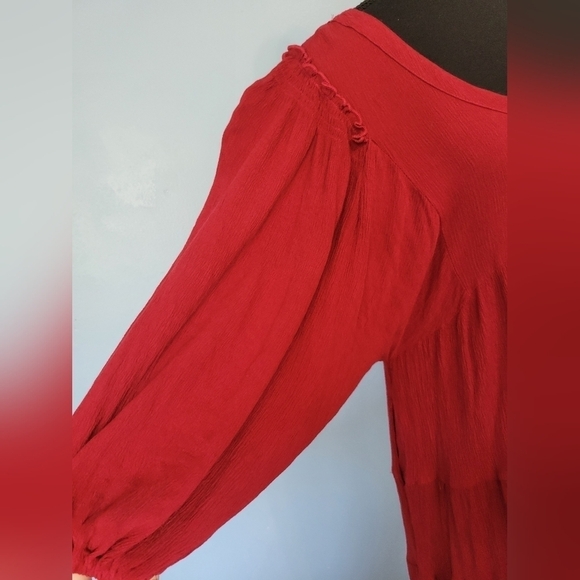 GiGio USA Boho Peasant Balloon Sleeve in Red Size Small - Picture 6 of 12